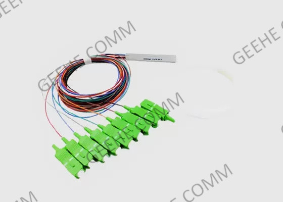 Splitter 0.9mm PLC оптического волокна трубки 1x8 SC/APC одиночного режима стальной мини