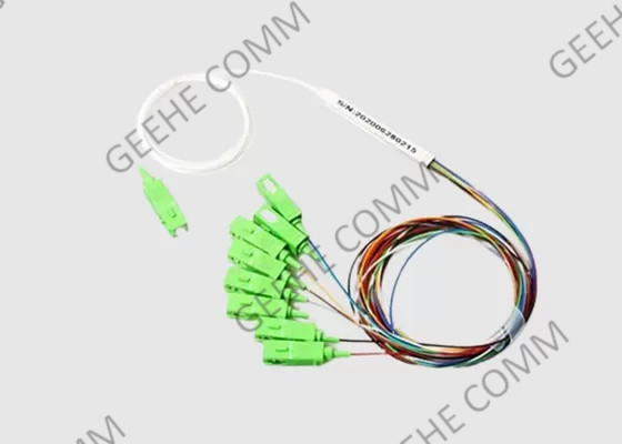 Splitter 0.9mm PLC оптического волокна трубки 1x8 SC/APC одиночного режима стальной мини