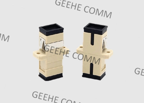 Переходник кабеля оптического волокна SC UPC симплексного цвета одиночного режима бежевый с фланцами