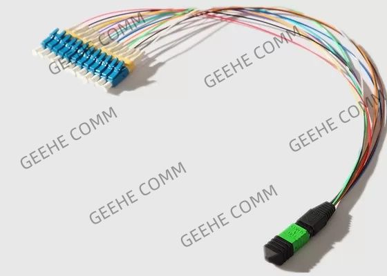 гибкий провод ядров MPO To12 LC режима 12 0.9mm одиночный оптически