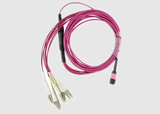 Multi ядри OM3 2.0mm MPO хобота 8 к кабелю проламывания LC